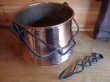 画像1: アンティーク風　銅の器6 魔女の鍋＆鎖付　