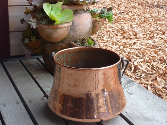 画像: アンティーク風　銅の器6 魔女の鍋＆鎖付　